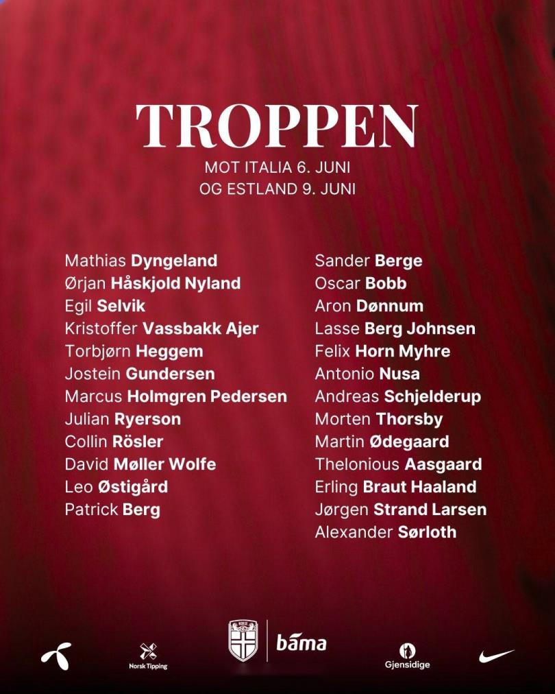 挪威新一期國家隊名單公布：哈蘭德領(lǐng)銜，厄德高、瑟洛特入選