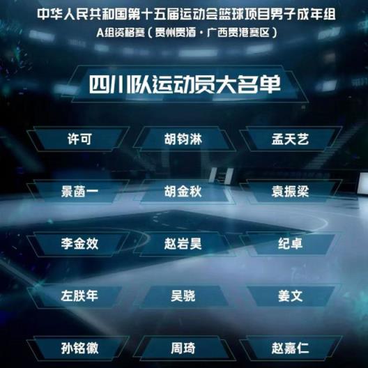 四川全運(yùn)會(huì)名單公布 周琦領(lǐng)銜廣廈班底 王博沖擊金牌之路受關(guān)注