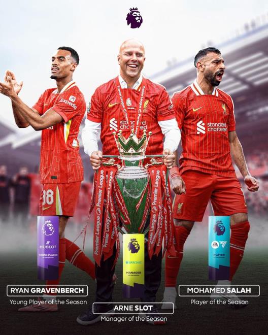 斯洛特榮膺英超賽季最佳教練，利物浦攬獲三大獎項