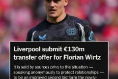 奧恩斯坦確認(rèn)：利物浦第二次1.3億歐報(bào)價(jià)維爾茨