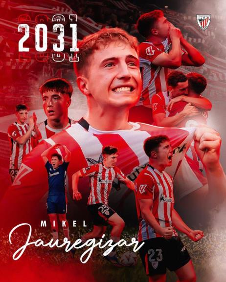 官方：畢爾巴鄂競技與21歲中場豪雷吉薩爾續(xù)約至2031年