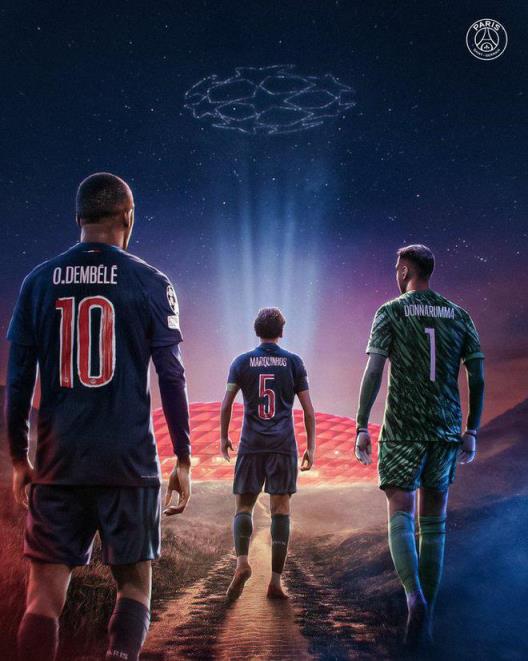 巴黎公布決賽海報(bào)：歐冠之路僅剩最后一步，登貝萊與多納魯馬亮相