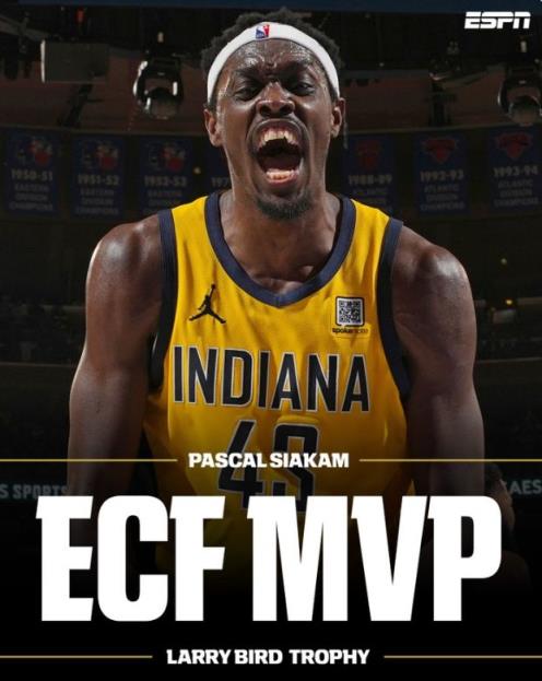 西卡險勝哈利奪東決MVP，場均24.8+5獲官方海報祝賀