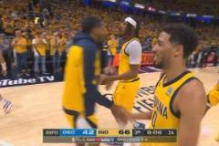 步行者下半場(chǎng)3分54秒后比分首次變動(dòng)，轟出2-0打停雷霆！