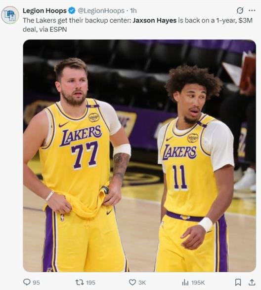 湖人底薪簽回海斯 坐等太陽買斷比爾 蒂耶羅仍待定