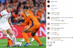 重奪隊長袖標(biāo)帶隊客平強(qiáng)敵！萊萬曬對位范迪克比賽照：1-1