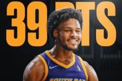 布朗尼G聯(lián)盟生涯之夜21中14砍39分7板4助4斷1帽！