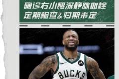 利拉德確診右小腿深靜脈血栓 需定期檢查 歸期尚未確定