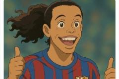 小羅分享巴薩時(shí)期AI漫畫圖，展現(xiàn)快樂足球精靈形象