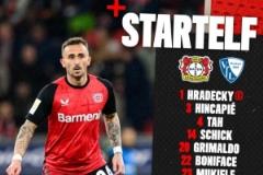 勒沃庫(kù)森對(duì)陣波鴻首發(fā)陣容公布：?？?、扎卡先發(fā)，博尼法斯、弗林蓬出戰(zhàn)