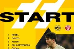 多特蒙德對陣美因茨首發(fā)陣容：阿德耶米與拜爾聯(lián)袂鋒線，布蘭特首發(fā)出場