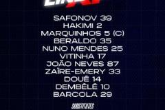 巴黎法國杯首發(fā)：登貝萊、維蒂尼亞首發(fā)出戰(zhàn)，多納魯馬替補(bǔ)登場