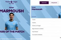 馬爾穆什1進(jìn)球3射正榮膺曼城2-0勝萊斯特城全場最佳