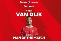 范迪克全場(chǎng)最佳！英超官網(wǎng)：利物浦1-0埃弗頓關(guān)鍵人物是他