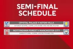 足總杯半決賽對(duì)陣出爐：水晶宮vs維拉、森林vs曼城比賽時(shí)間公布