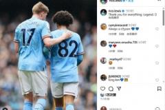 劉易斯致敬德布勞內(nèi)：感謝你所做的一切，傳奇！