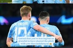 福登分享與德布勞內(nèi)合影：對(duì)你的離開感到難過，感激曾并肩作戰(zhàn)