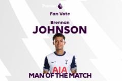 雙響助陣！約翰遜榮膺熱刺對陣南安普頓票選最佳球員