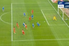 特謝拉后場被斷球，劉若釩低射破門，海港1-0領(lǐng)先申花