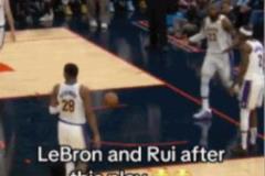 詹姆斯搶籃板出界，實為八村未卡位導致