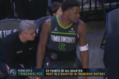 森林狼第三節(jié)狂勝灰熊27分 隊(duì)史單節(jié)最高分52分