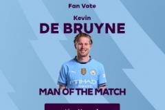 德布勞內(nèi)獲曼城球迷票選全場最佳，英超官方正式確認(rèn)