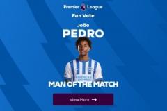 雙響點射！若昂-佩德羅榮膺布萊頓對陣萊斯特城最佳球員