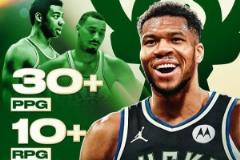 字母哥三季場均30+10+5登頂歷史第一！