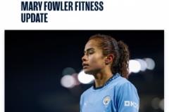 曼城女足前鋒福勒十字韌帶斷裂