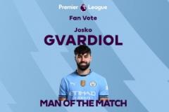 格瓦迪奧爾當(dāng)選曼城2-0埃弗頓全場最佳球員