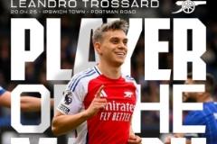 特羅薩德實(shí)至名歸！對陣伊鎮(zhèn)一役獲阿森納隊(duì)內(nèi)最佳球員稱號