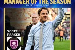 英冠本賽季最佳教練出爐：伯恩利主帥斯科特-帕克當(dāng)選