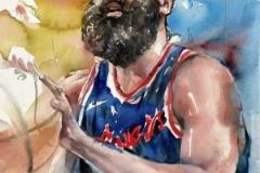 下場(chǎng)生死戰(zhàn)了能支棱起來嗎？網(wǎng)友用水彩畫畫的哈登~