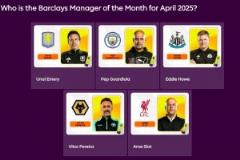 英超4月最佳主教練候選名單：斯洛特、瓜迪奧拉、埃梅里角逐冠軍