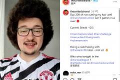 曼聯(lián)球迷打賭五連勝再理發(fā)，堅持打卡208天