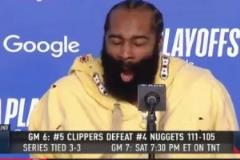 把登哥累壞了！賽后新聞發(fā)布會(huì)，哈登瘋狂打哈欠！