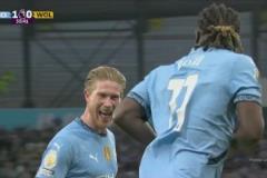 曼城取得領(lǐng)先！多庫突破禁區(qū)倒三角傳中！德布勞內(nèi)破門建功！