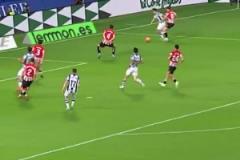 腳踏風(fēng)火輪！久保健英邊路狂沖50米殺入禁區(qū)造險