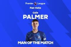 帕爾默點(diǎn)射破門，當(dāng)選切爾西對(duì)陣?yán)锲秩珗鲎罴亚騿T