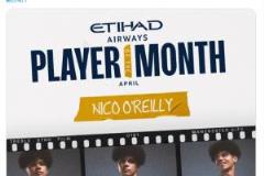 20歲奧賴?yán)?月最佳球員，7球3助全場首發(fā)