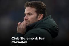 2025年沃特福德僅獲5勝，官方宣布主帥克萊維利離任