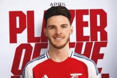 賴斯4月表現(xiàn)亮眼，8場2球2助當(dāng)選阿森納最佳球員