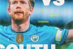 曼城五連勝?zèng)_擊英超！官方發(fā)布對(duì)陣南安普頓海報(bào)，德布勞內(nèi)亮相