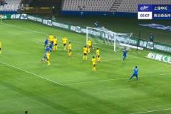 劉誠宇連場(chǎng)破門，第5分鐘推射破門助申花1-0領(lǐng)先