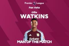 沃特金斯破門建功，當(dāng)選伯恩茅斯vs維拉全場(chǎng)最佳球員