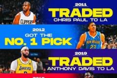 超級(jí)球星送走換取狀元簽的劇情已三次上演：保羅、濃眉與077