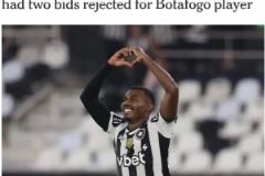 布萊頓積極追逐巴西邊路球員庫(kù)亞巴諾，博塔弗戈已拒絕兩份報(bào)價(jià)