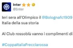 國(guó)米官方祝賀博洛尼亞奪冠：隊(duì)史第三座意杯冠軍，向你們致敬