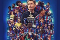 扎哈在社交媒體轉(zhuǎn)發(fā)水晶宮奪冠海報(bào)，向所有參與者致以祝賀