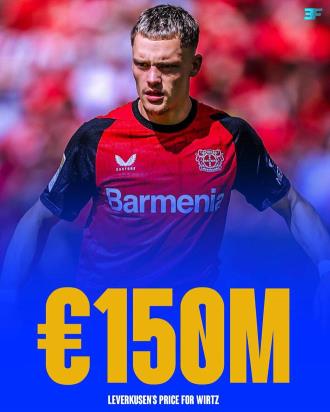 德媒：拜仁、曼城、紅軍已向維爾茨發(fā)出1.5億歐元合同報(bào)價(jià)